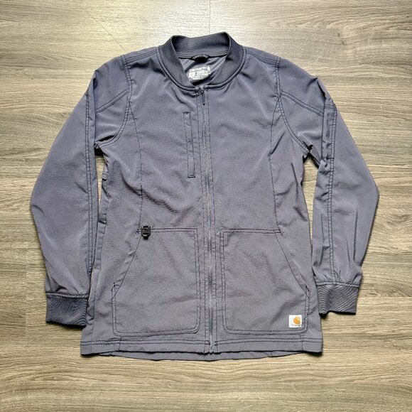 Carhartt Women's Force Cross-Flex Utility Scrub Jacket - Grey - Picture 1 of 6